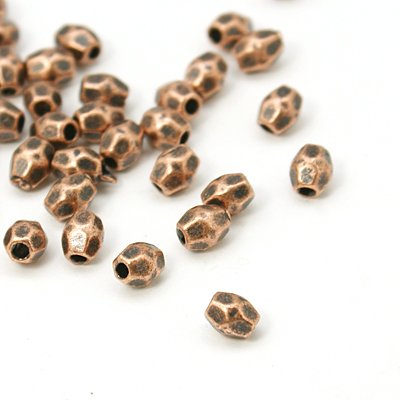 PandaHall Tibetan Silver Bead Spacers, Lead Free & Cadmium Free & Nickel Free, Faceted, Oval, Red Copper Color, about 3.5mm long, 3.5mm...