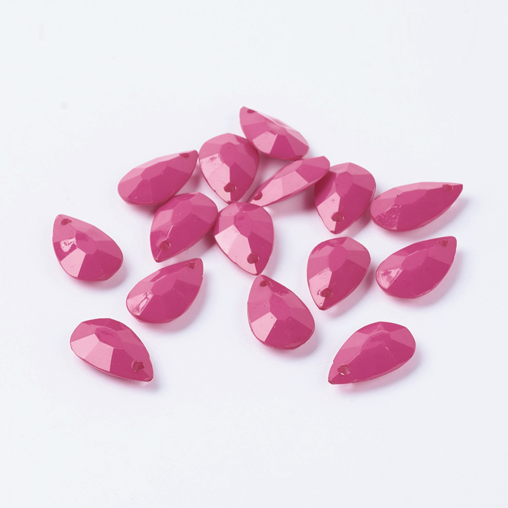 PandaHall Opaque Acrylic Pendants, Faceted, Drop, Cerise, 20x12x5mm, Hole: 2mm Acrylic Drop Red
