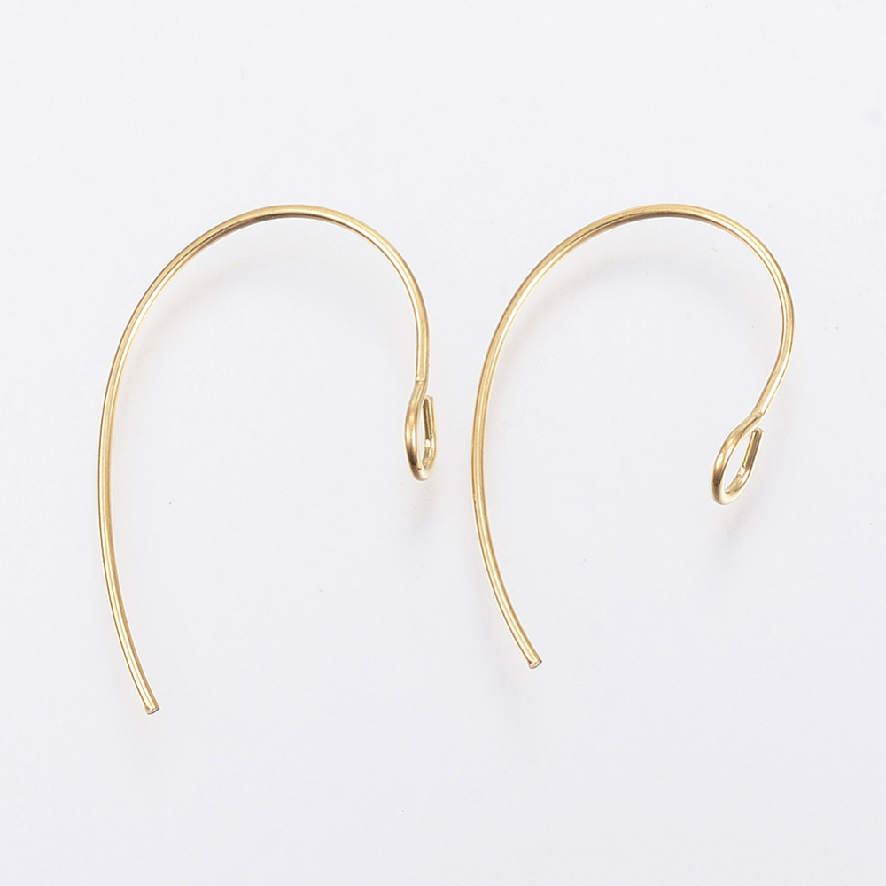 PandaHall 304 Stainless Steel Earring Hooks, Golden, 25x14x4mm, Hole: 3mm; Pin: 0.7mm Stainless Steel