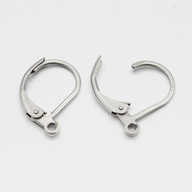 PandaHall France Earring Hoop, 304 Stainless Steel, Lever Back Hoop Earrings, Stainless Steel Color, 16x10x1.5mm, Hole: 1mm; Pin: 1mm...