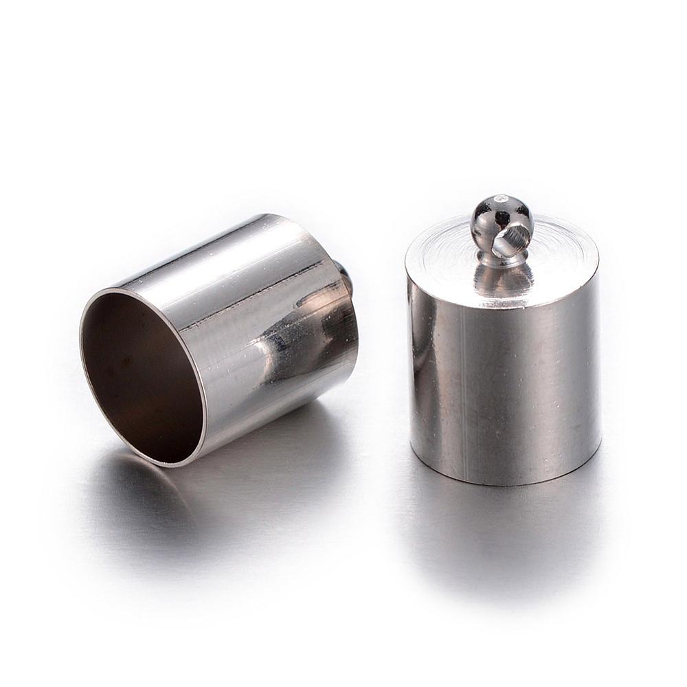 PandaHall Brass Cord End Caps, Platinum, 13x9mm, 8mm inner diameter, hole: 1mm Brass