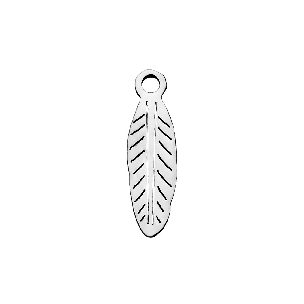 PandaHall 304 Stainless Steel Charms, Leaf, Stainless Steel Color, 12x3.5x1.1mm, Hole: 1mm Stainless Steel Leaf