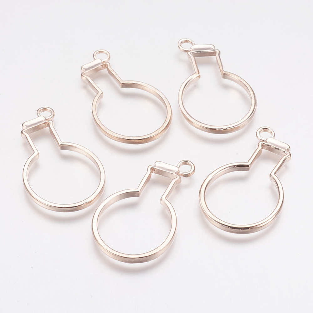 PandaHall Alloy Open Back Bezel Pendants, For DIY Resin, Pressed Flower Jewelry, Vase, Rose Gold, 42x24.5x2.5mm, Hole: 3.5mm Alloy Vase