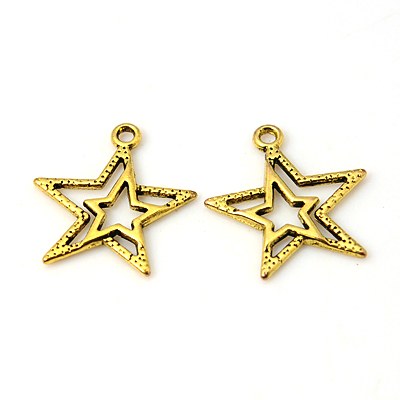 PandaHall Tibetan Style Pendants, Lead Free & Cadmium Free, Christmas Star, Antique Golden, about 23mm long, 20.5mm wide, 2mm thick, hole...