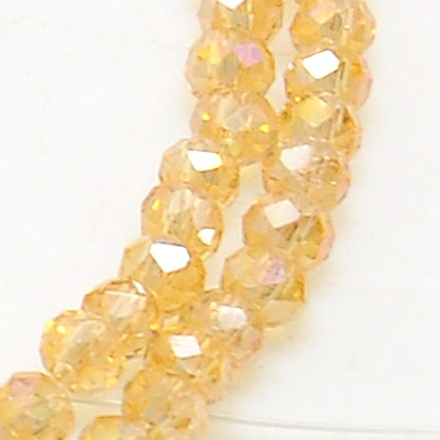 PandaHall Electroplate Glass Beads Strands, AB Color Plated, Faceted, Rondelle, Goldenrod, 2.5x2mm, Hole: 0.8mm; about 197pcs/strand, 16.9"...