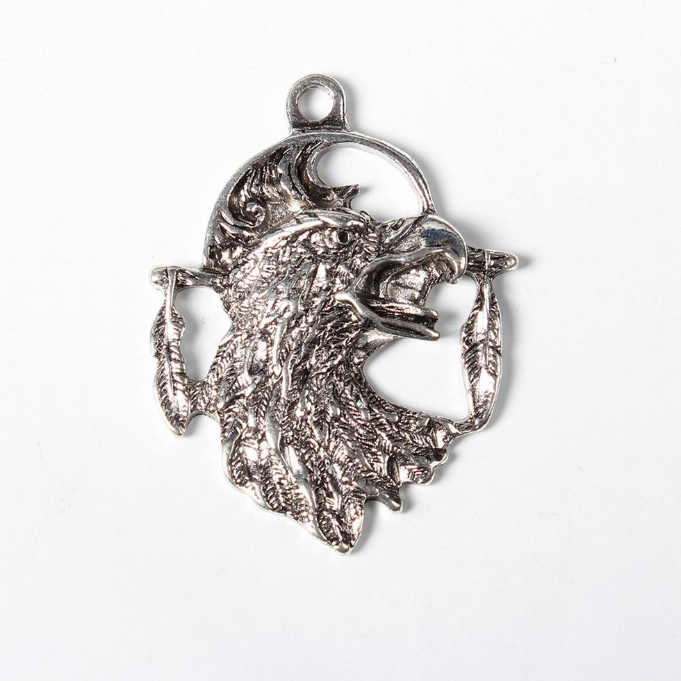 PandaHall Tibetan Style Pendants, Eagle/Hawk with Feathers, Cadmium Free & Lead Free, Antique Silver, 34.5x26x4mm, Hole: 3mm Alloy Animal