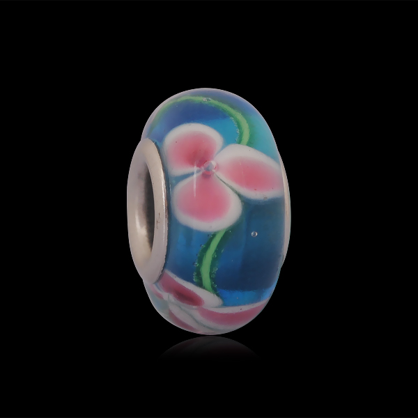 PandaHall Rondelle Handmade Lampwork European Large Hole Beads, with 316 Stainless Steel Core, Stainless Steel Color, Colorful, 14x8~9mm...