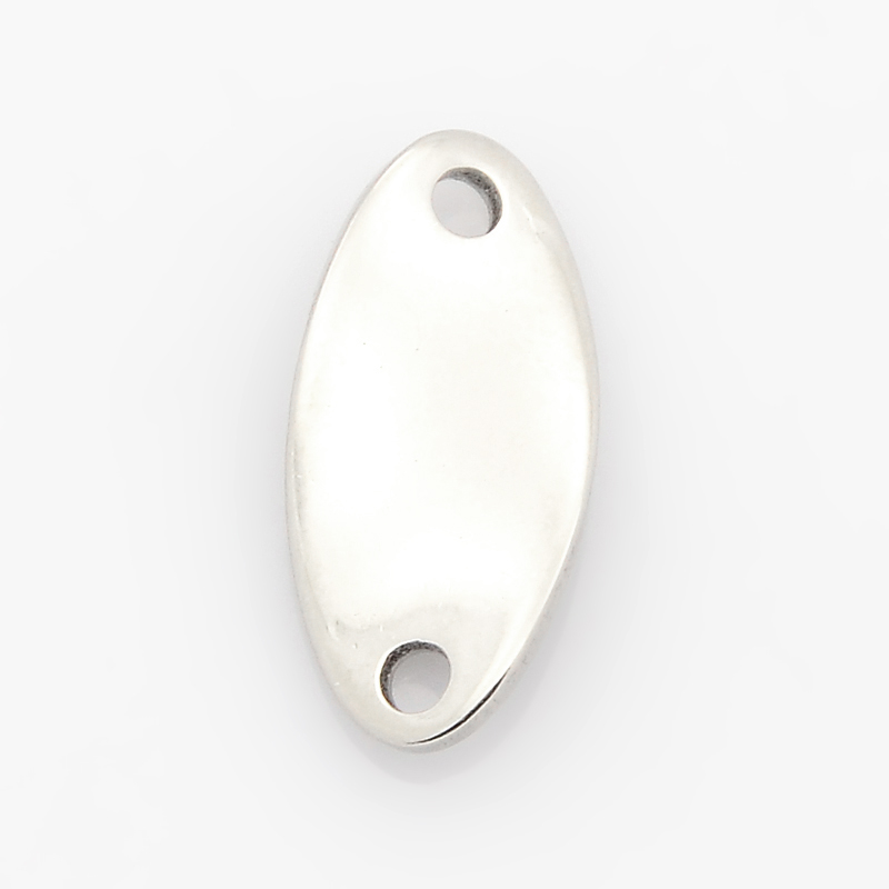 PandaHall 304 Stainless Steel Oval Links, Stainless Steel Color, 17x8x2mm, Hole: 2mm Stainless Steel Oval