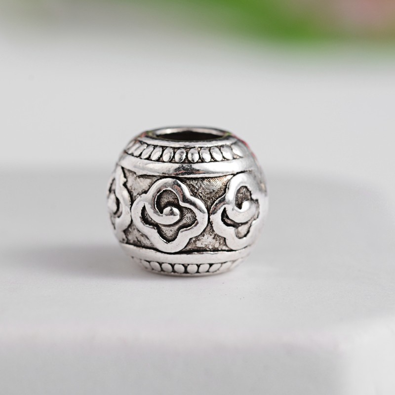 PandaHall Tibetan Style Carved Rondelle Zinc Alloy European Beads, Large Hole Beads, Antique Silver, 9x11mm, Hole: 4.5mm Alloy Rondelle