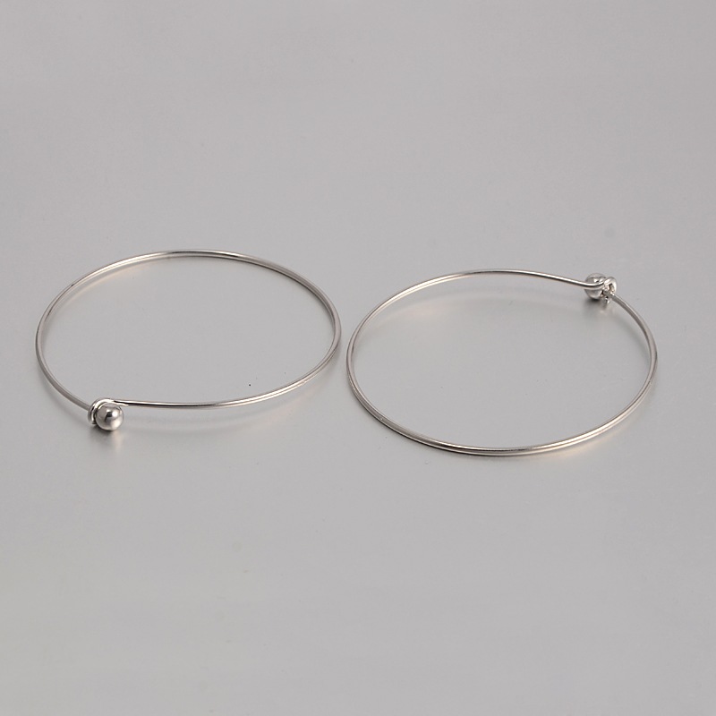 PandaHall Brass Bangle Makings, Platinum, 2-3/4"(7cm) Brass