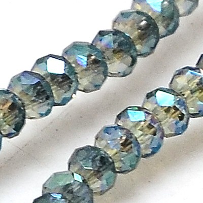 PandaHall Electroplate Glass Beads Strands, Full Rainbow Plated, Faceted, Rondelle, DarkSlateGray, 2.5x2mm, Hole: 1mm; about 200pcs/strands...