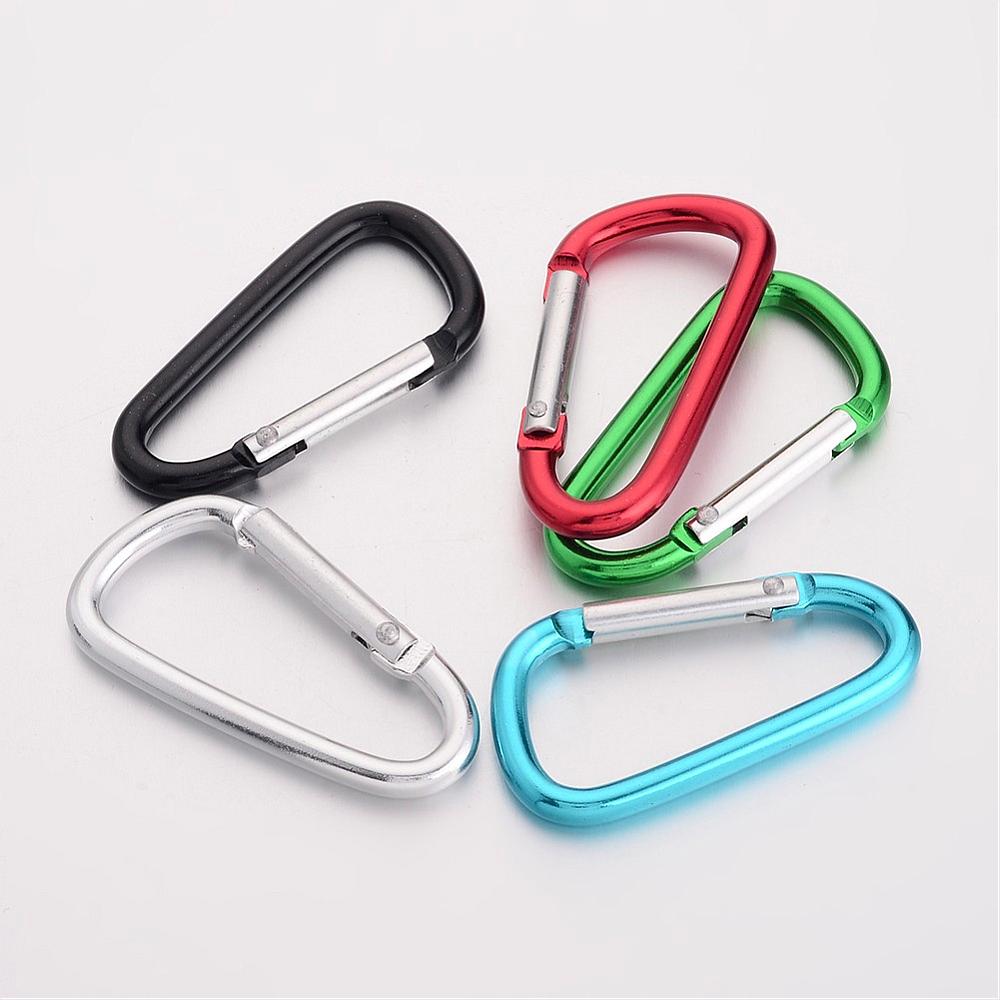 PandaHall Aluminum Rock Climbing Carabiners, Key Clasps, Mixed Color, about 24mm wide, 47mm long, 4mm thick. Aluminum