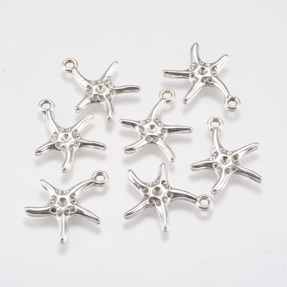 PandaHall Alloy Starfish Pendant Rhinestone Settings, Lead Free and Cadmium Free, Antique Silver Color, about 22mm long, 19.5mm wide, 2mm...