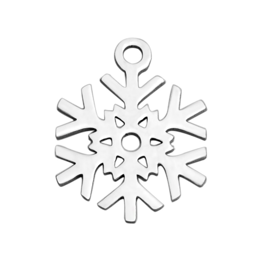 PandaHall 304 Stainless Steel Pendants, Snowflake, Stainless Steel Color, 15.4x11.7x1mm, Hole: 1.5mm Stainless Steel Snowflake