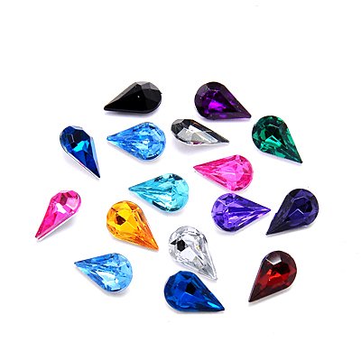 PandaHall Imitation Taiwan Acrylic Rhinestone Cabochons, Pointed Back & Faceted, Drop, Mixed Color, 13x8x4.5mm Acrylic Rhinestone Drop...