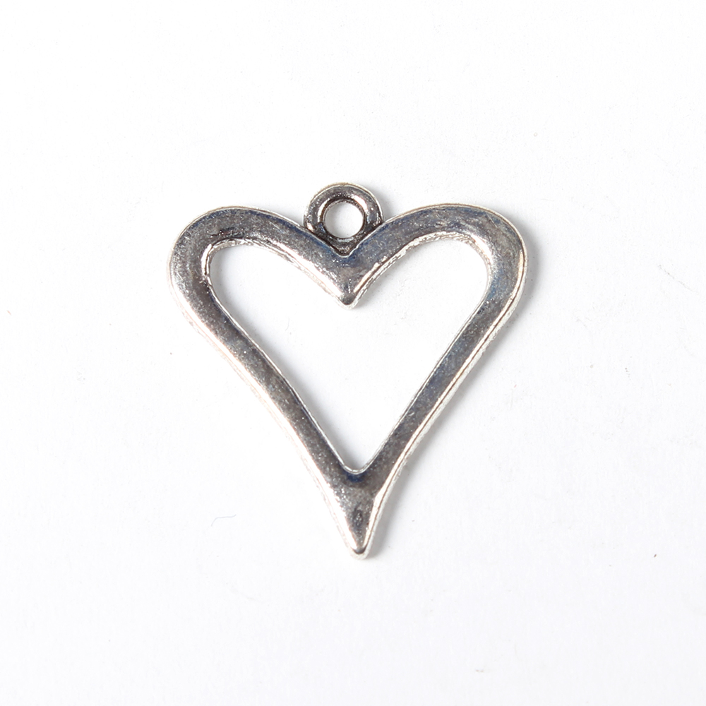 PandaHall Alloy Pendants, Lead Free & Nickel Free, Heart, Antique Silver Color, Size: about 18.5mm wide, 20mm long, 1.5mm thick, hole: 3mm...
