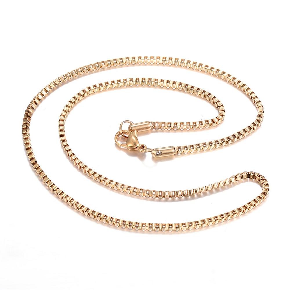 PandaHall 304 Stainless Steel Box Chain Necklaces, with Lobster Claw Clasps, Golden, 17.9"(45.5cm), 2mm Stainless Steel