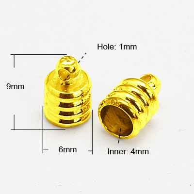 PandaHall Brass Cord Ends, Golden, 9x6mm, Hole: 1mm Brass
