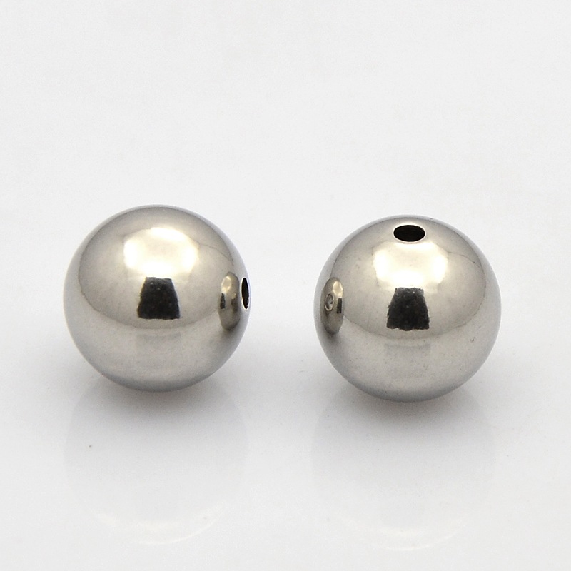 PandaHall Round 304 Stainless Steel Beads, Stainless Steel Color, 10mm, Hole: 1.5mm Stainless Steel Round