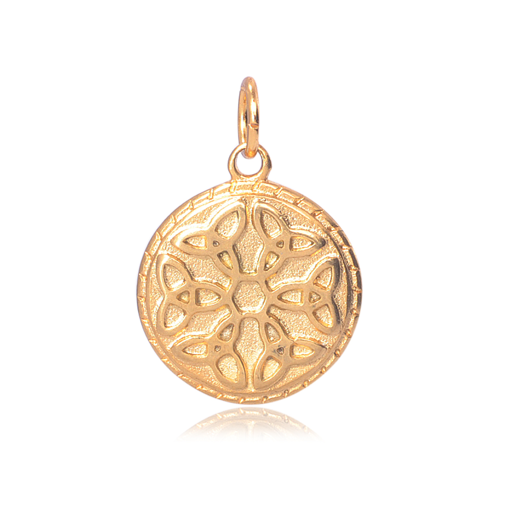 PandaHall 316 Stainless Steel Pendants, Flat Round, with Trinity Knot, Golden, 23x19x2.5mm, Hole: 5mm Stainless Steel Flat Round