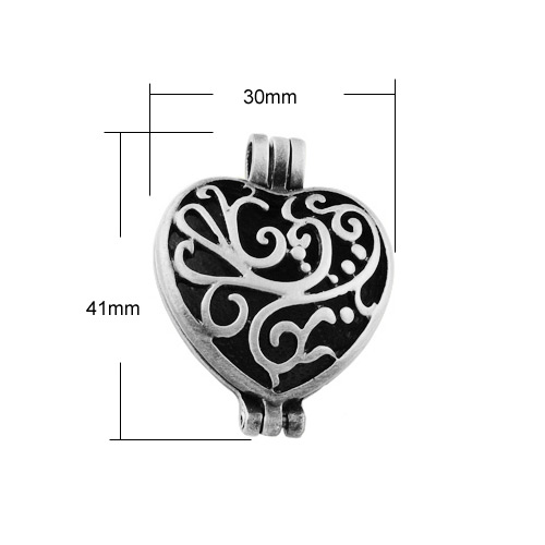 PandaHall Tibetan Style Diffuser Locket Pendants, Grade A, Lead Free & Nickel Free, Hollow Style, Heart, Antique Silver, 41x30x15mm, Hole...