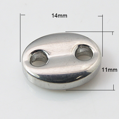 PandaHall 304 Stainless Steel Links, Coffee Bean, Stainless Steel Color, 14x11x4mm, Hole: 2mm Stainless Steel Oval