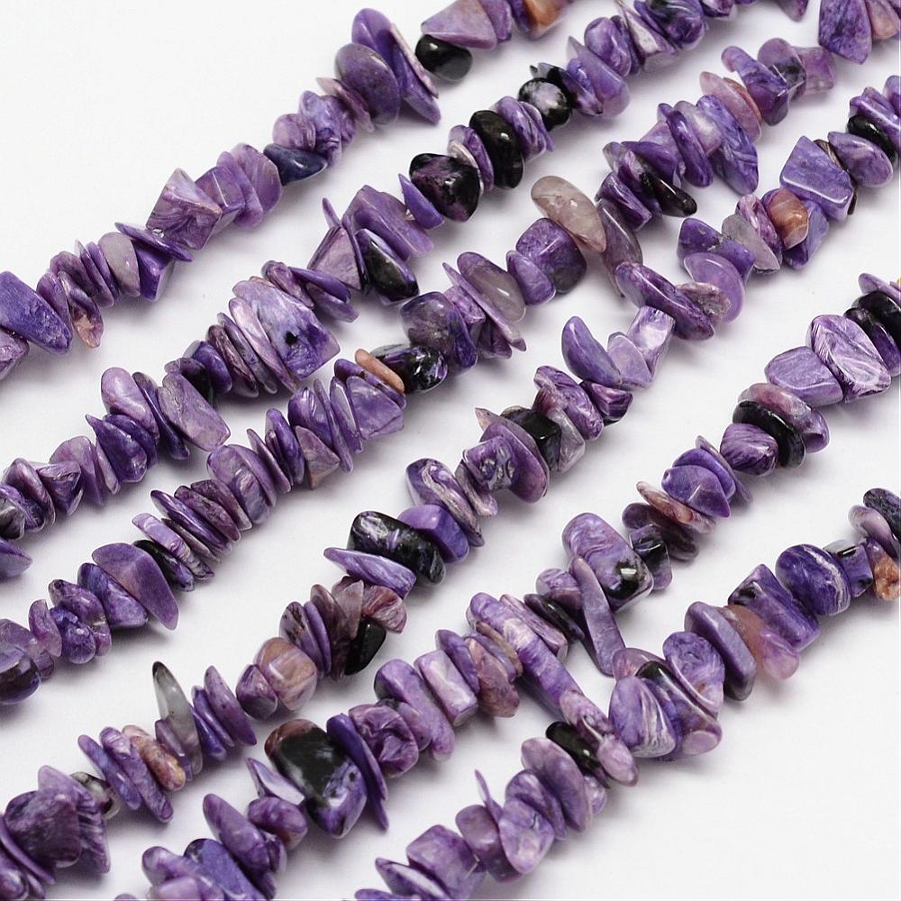 PandaHall Natural Charoite Bead Strands, Chips, 4~12x4~12mm, Hole: 1mm; about 15.74" Charoite Chip