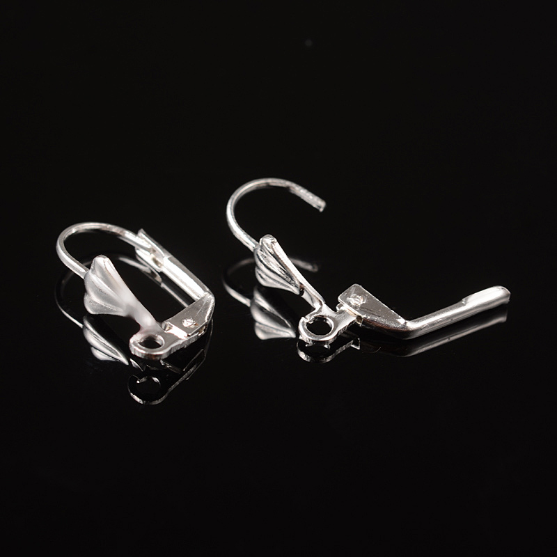 PandaHall Silver Color Brass Leverback Earring Findings, Nickel Free, about 10mm wide, 18mm long, Hole: 2mm Brass Silver