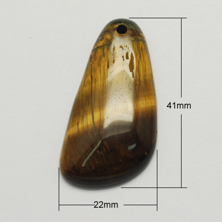 PandaHall Natural Tiger Eye Gemstone Pendants, CoconutBrown, 41x22x6mm, Hole: 2mm Tiger Eye Others Brown