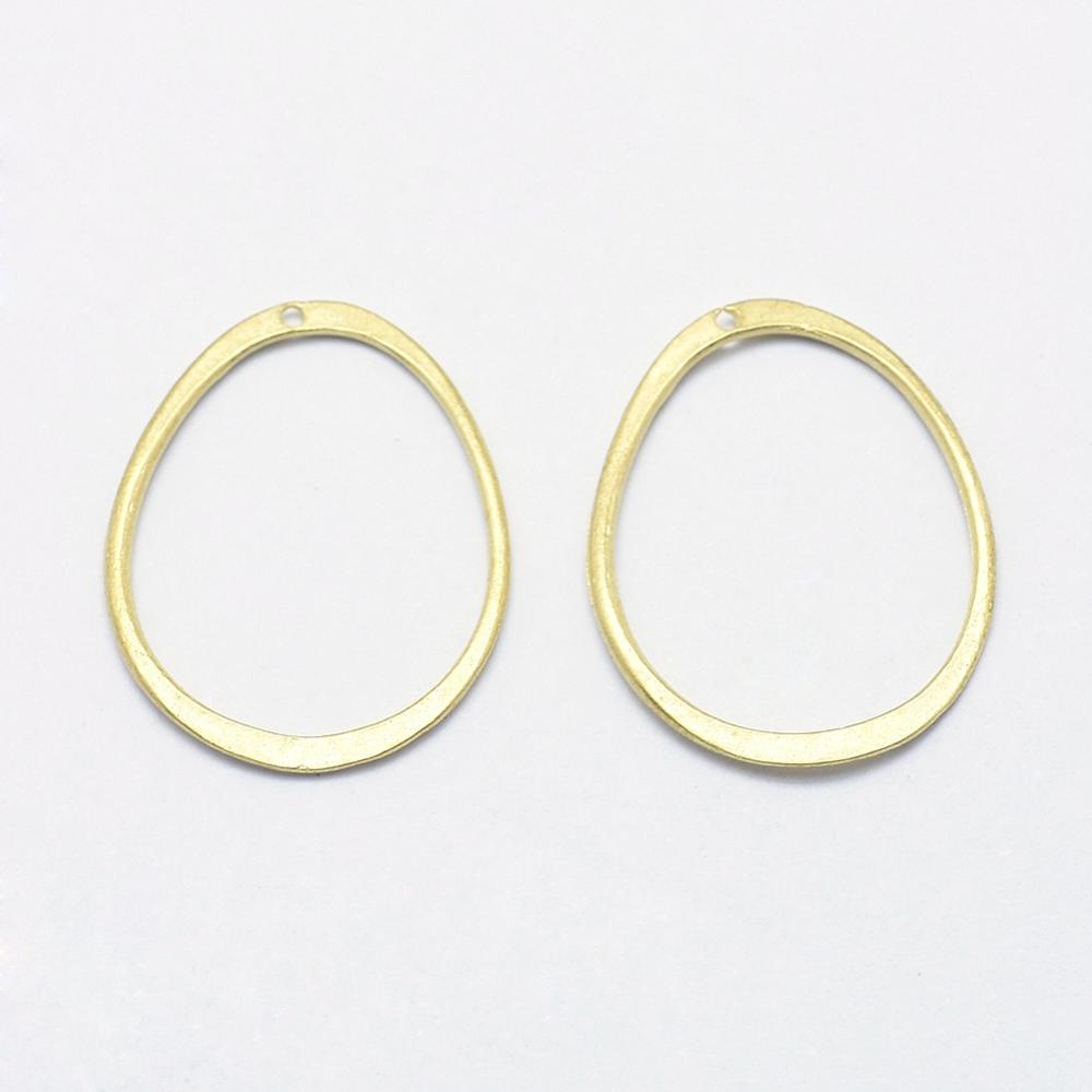PandaHall Brass Pendants, Lead Free & Cadmium Free & Nickel Free, Oval, Unplated, 21.5x17x0.3mm, Hole: 0.5mm Brass Oval