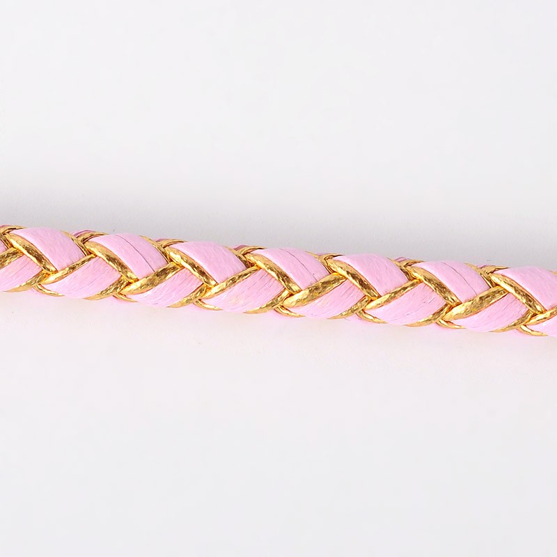 PandaHall Korean Braided PU Leather Cord, PearlPink, 5mm; about 50yards/roll Imitation Leather Braided Pink