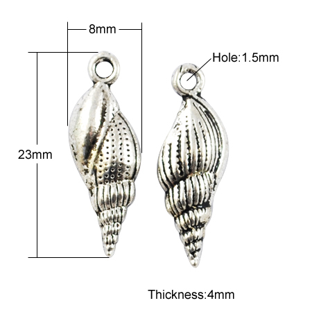 PandaHall Tibetan Style Pendants, Lead Free & Cadmium Free, Helix, Antique Silver, 23x8x4mm, Hole: 1.5mm Alloy Helix