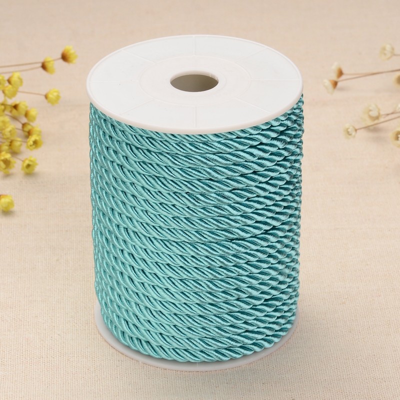PandaHall Twisted Nylon Thread, DarkTurquoise, 5mm, about 18~19yards/roll(16.4m~17.3m/roll) Nylon Cyan