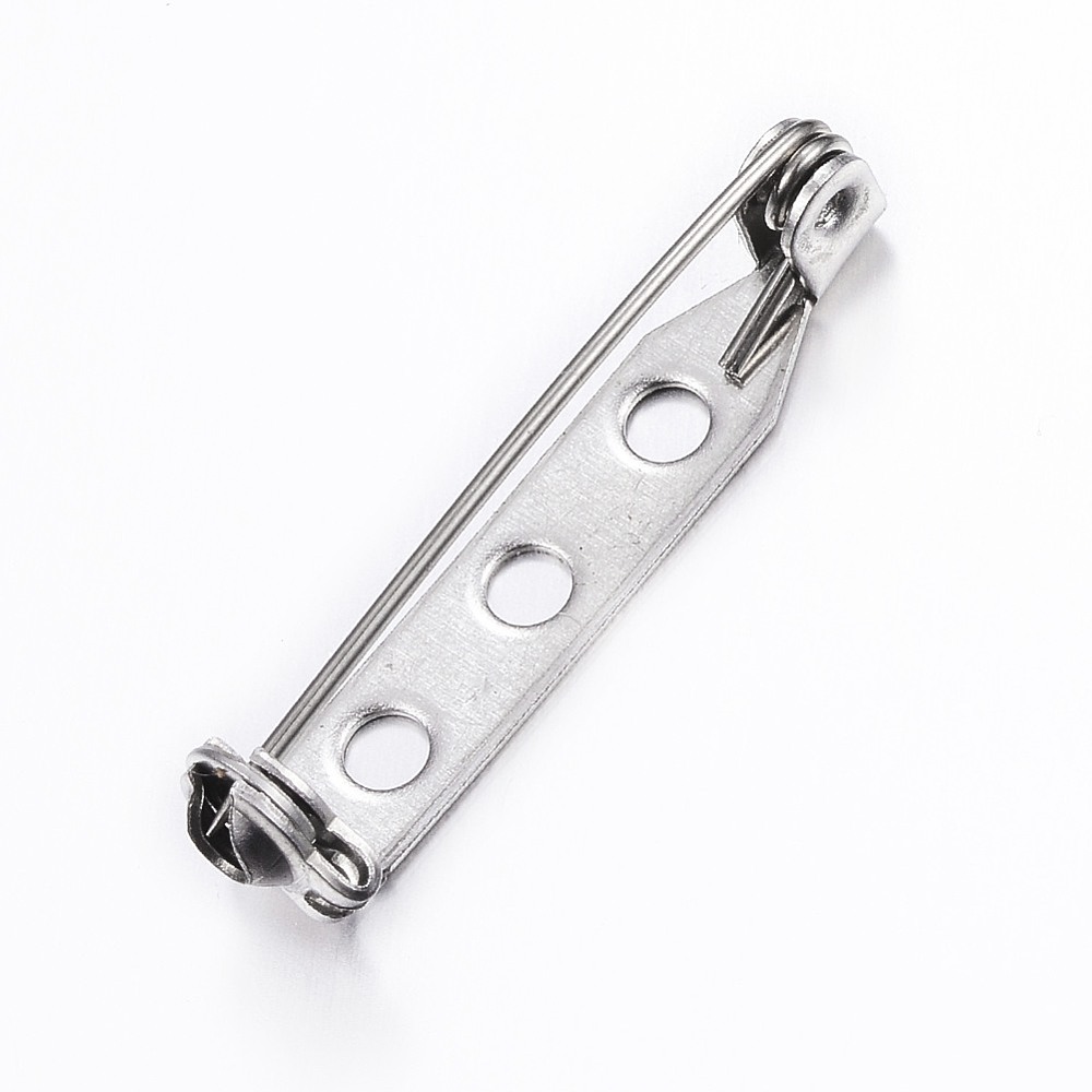 PandaHall 304 Stainless Steel Brooch Findings Sets, Back Bar Pins, with Hole, Stainless Steel Color, 26.5x4.5x6mm; Pin: 0.5mm Stainless...
