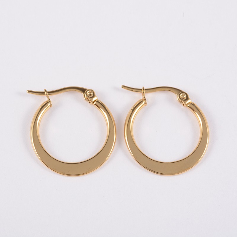 PandaHall Ring 304 Stainless Steel Hoop Earrings, Golden, 18x16x2mm, Pin: 1mm Stainless Steel