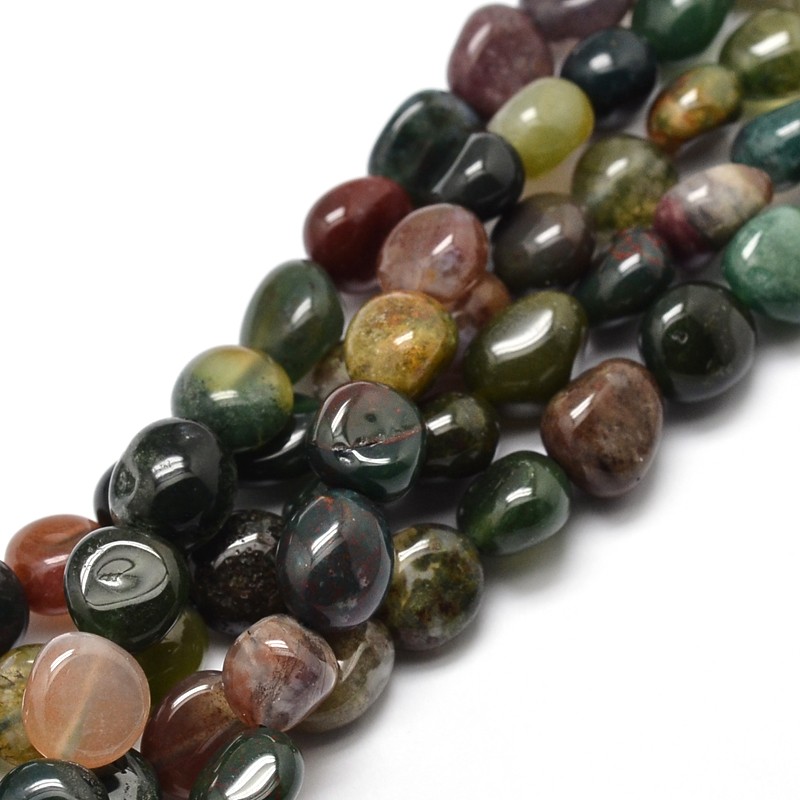 PandaHall Natural Indian Agate Nuggets Beads Strands, 5~10x6~7x3~7mm, hole: 1mm; about 14.9"~15.7" Indian Agate Nuggets