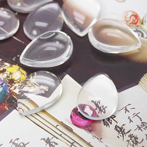 PandaHall Transparent Glass Cabochons, Drop, Clear, Size: about 18mm wide, 25mm long, 6mm thick Glass Drop Clear