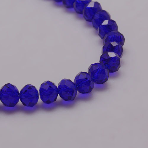 PandaHall Transparent Glass Bead Strands, Faceted, Rondelle, MidnightBlue, 4x3mm, Hole: 1mm; about 149pcs/strand, 18.1" Glass Rondelle Blue