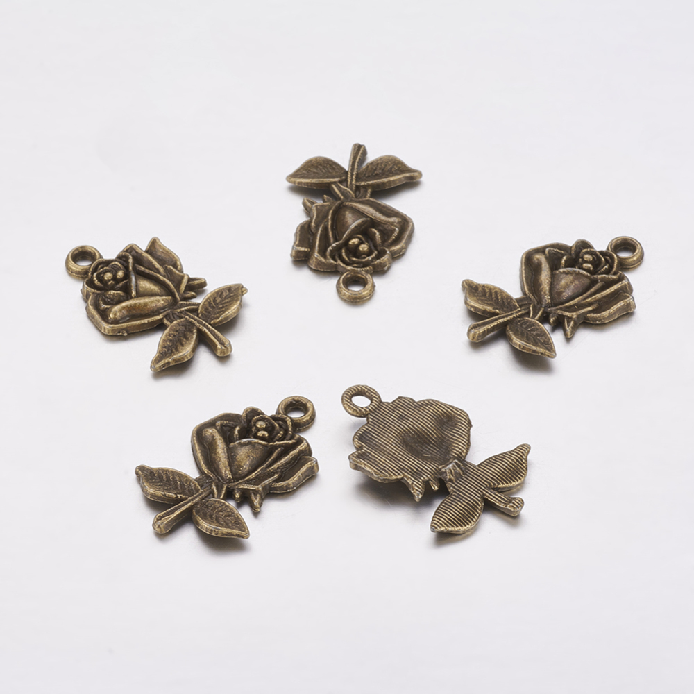 PandaHall Tibetan Style Pendants, Lead & Cadmium & Lead Free & Cadmium Free & Nickel Free, Flower, Mother's Day Earring Making, Antique...