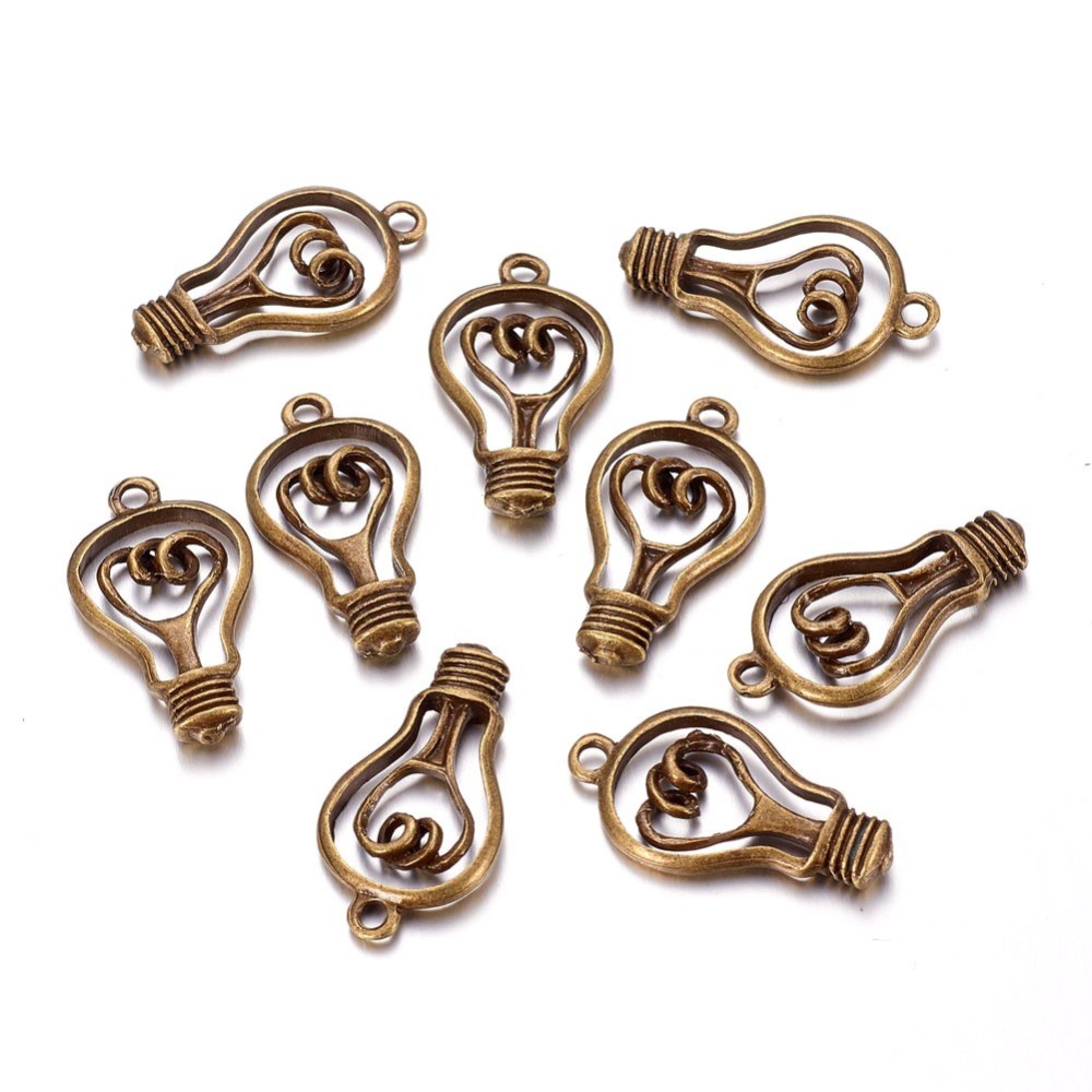 PandaHall Zinc Alloy Pendants, Bulb, Lead Free, Antique Bronze, Size: about 33mm long, 17mm wide, 6mm thick, hole: 2mm Alloy Electrical...