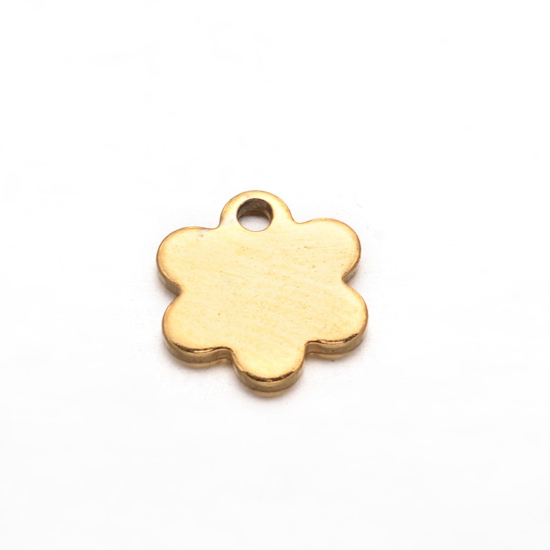 PandaHall Flower 304 Stainless Steel Charms, Golden, 9x8x1mm, Hole: 1mm Stainless Steel Flower