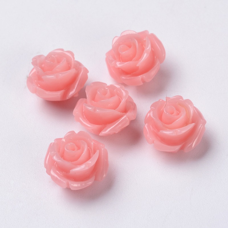 PandaHall Synthetic Coral Beads, Flower, Nice For Jewelry DIY Making, Dyed, Pink, about 11mm wide, 11mm long, 8mm thick, hole: 0.5mm...
