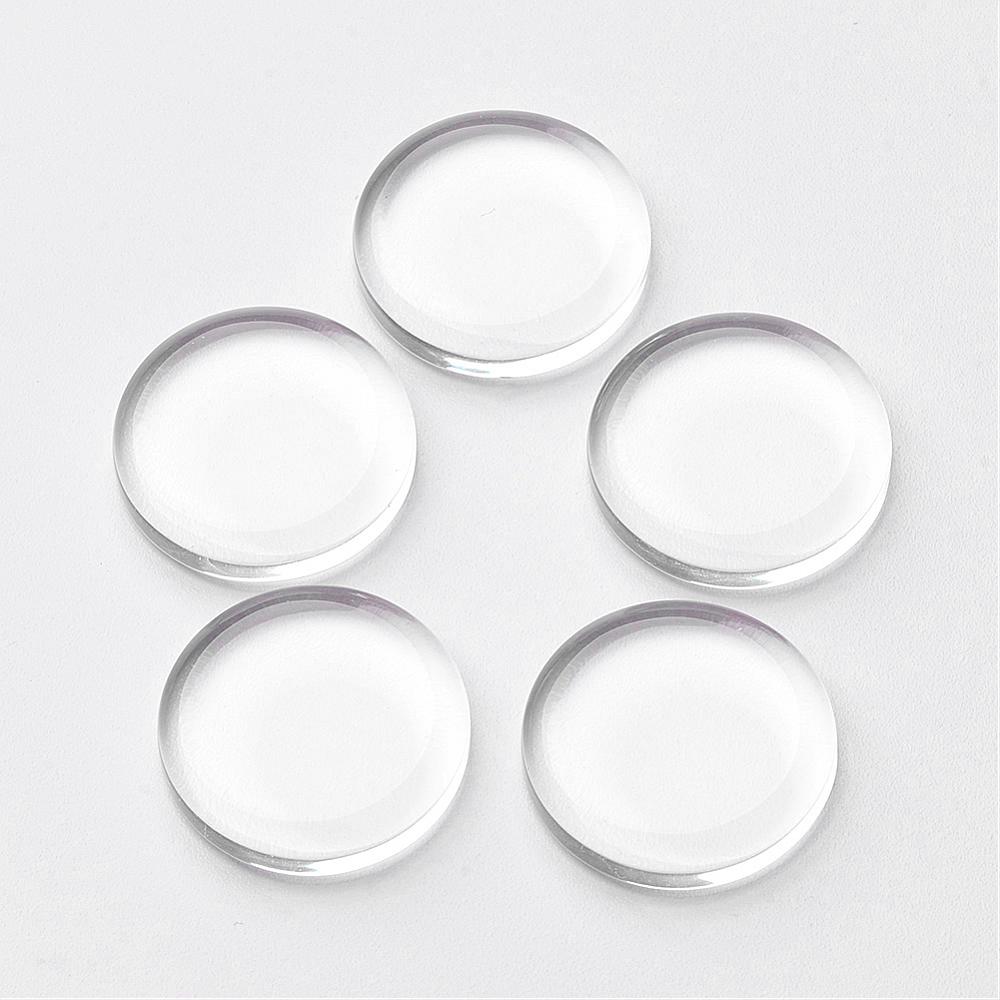PandaHall 18MM Flat Round Transparent Glass Cabochons for Photo Craft Jewelry Making, Glass Pebbles, 18mm, 4.5mm(Range: 4~5mm) thick Glass...