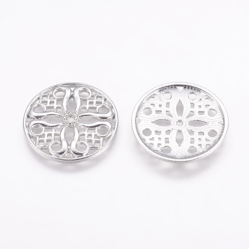 PandaHall Tibetan Style Beads, Lead Free, Flat Round, Platinum Color, Size: about 24mm in diameter, 3mm thick, hole: 2mm Alloy Flat Round