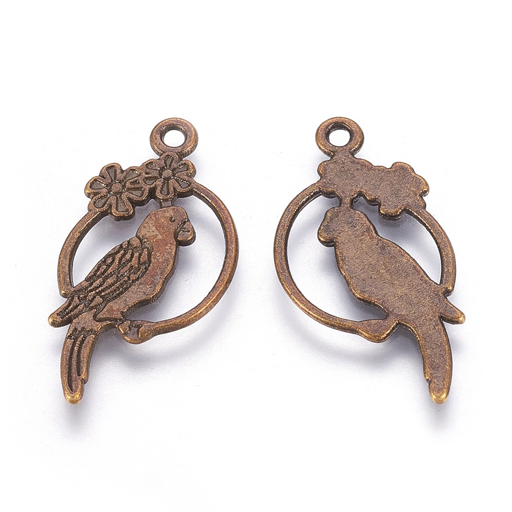 PandaHall Antique Bronze Alloy Bird Pendants, Lead Free and Cadmium Free, about 28mm long, 14.5mm wide, 1.5mm thick, hole: 1.5mm Alloy Bird