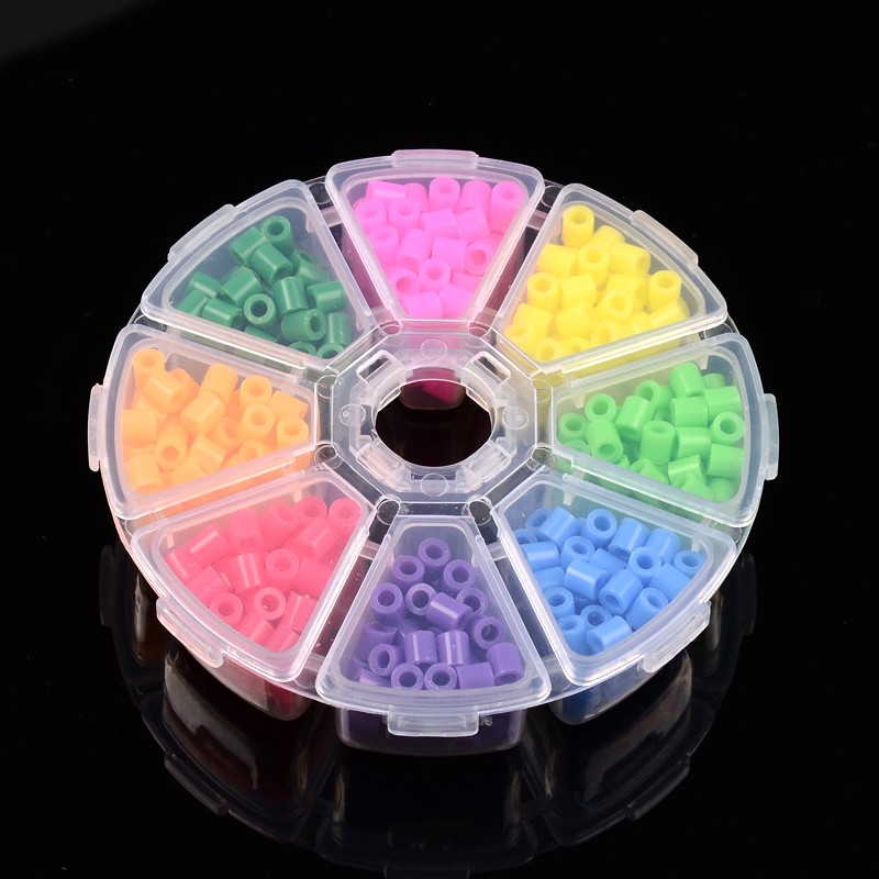 PandaHall PE DIY Melty Beads Fuse Beads Refills, Tube, Mixed Color, 5x5mm, Hole: 3mm; about 70pcs/compartment, 560pcs/box Plastic Tube...