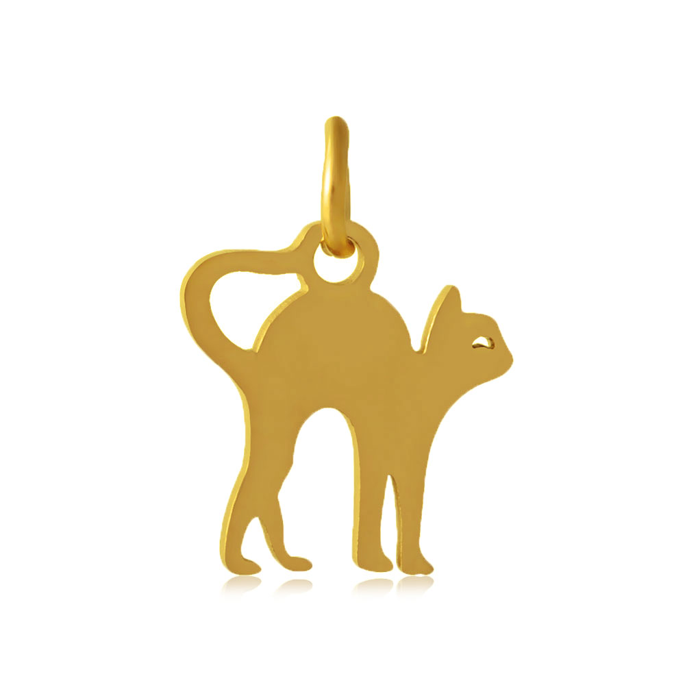 PandaHall 304 Stainless Steel Peandants, Cat, Golden, 12x12x1mm, Hole: 3mm Stainless Steel Cat
