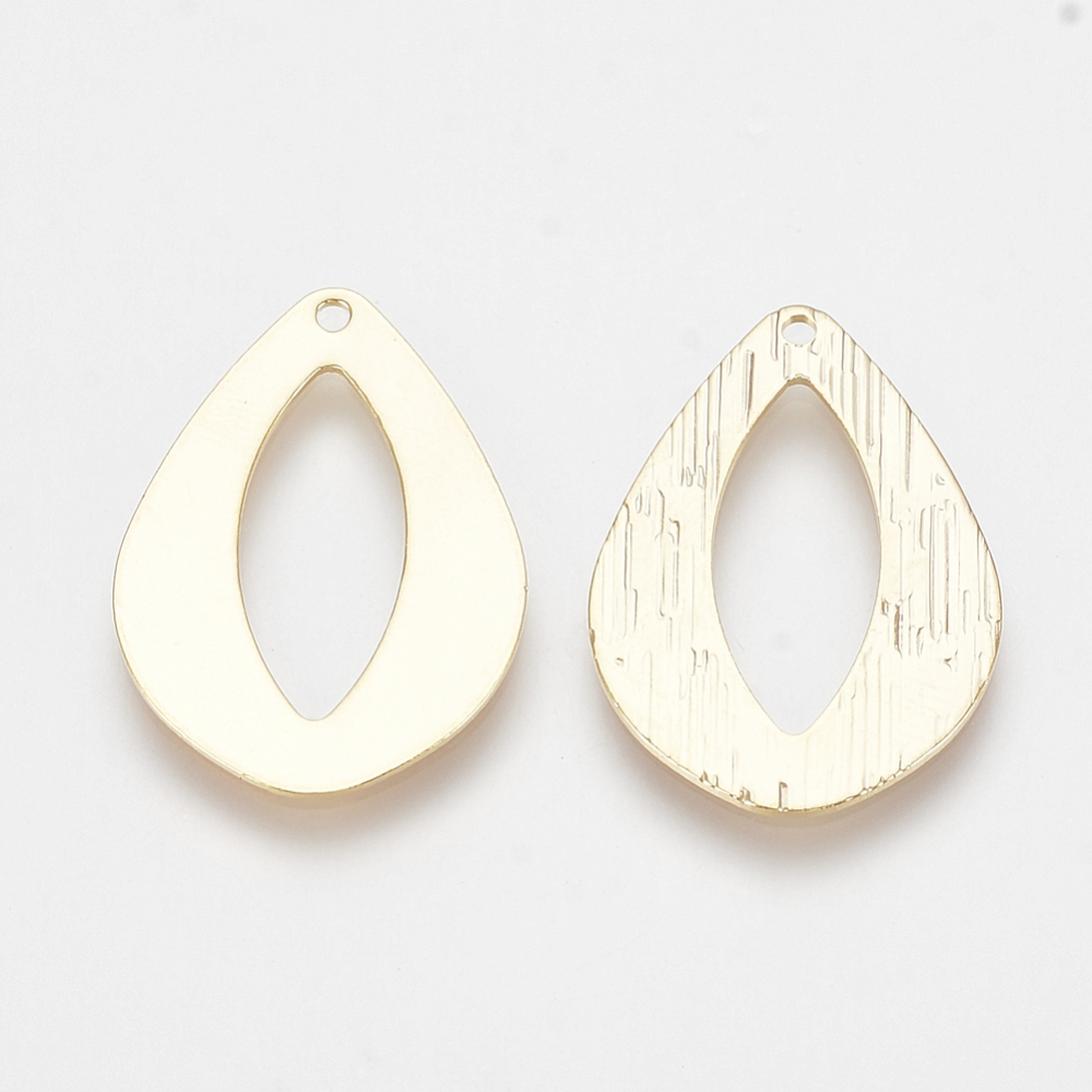PandaHall Brass Pendants, Oval, Real Gold Plated, 25.5x18x1mm, Hole: 1mm Brass Oval
