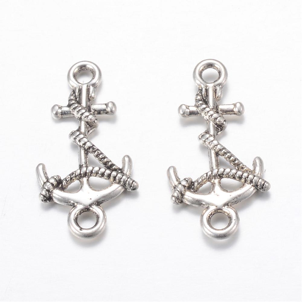 PandaHall Tibetan Style Alloy Links, Anchor, Cadmium Free & Nickel Free & Lead Free, Antique Silver, 22x11x2mm, Hole: 2mm; about...