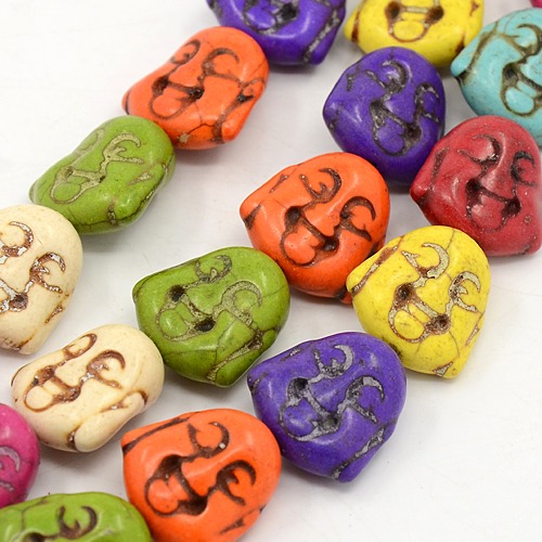 PandaHall Buddha Synthetic Turquoise Beads Strands, Dyed, Mixed Color, 20x18x10mm, Hole: 1mm; about 21pcs/strand, 15.75" Synthetic Turquoise...